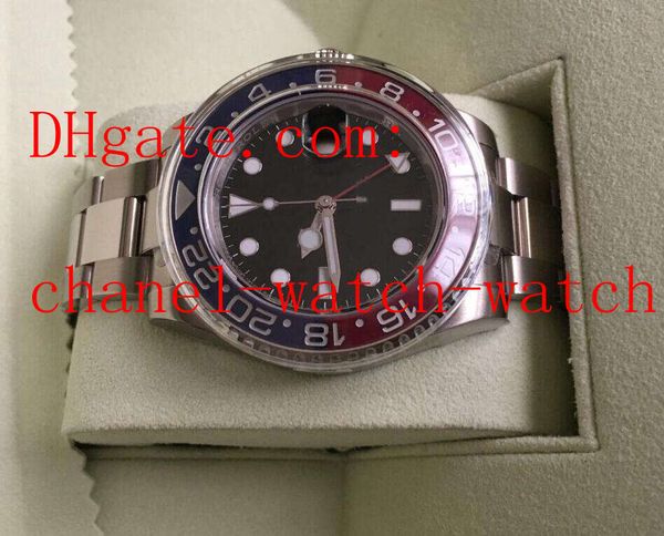 

elling men's sport watch 18k white gold gmt black dial 40mm 116719 pepsi bezel red/blue asia 2813 movement automatic mens watches origi, Slivery;brown
