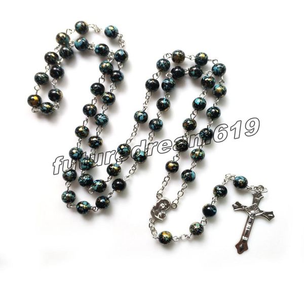 

catholic jewelry long black acrylic rosary neckalce cross beads strand pendant for men women religious jewelry6590647, Silver
