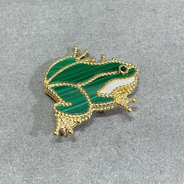 

natural green turquoise frog brooches for women clover charm brooches ladybug four leaf flowers, Gray