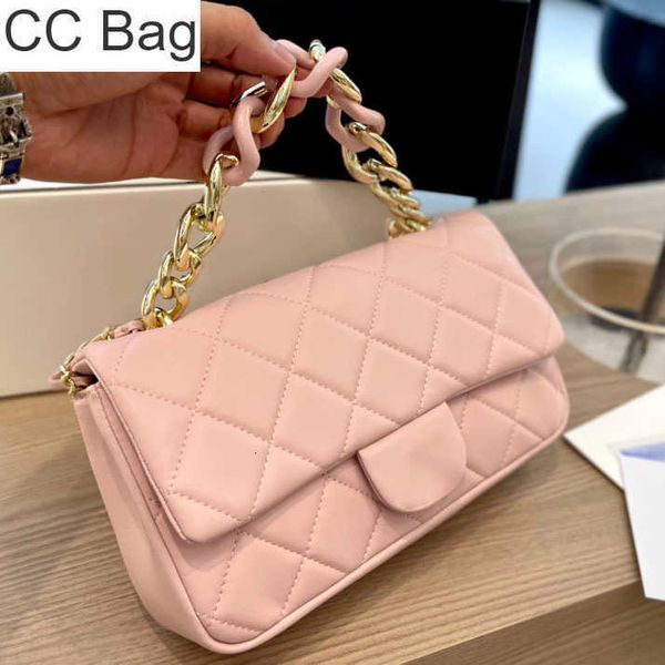 

cc bag 9a thick chain totes bags vintage lambskin classic quilted bag plaid gold black patchwork hardware chain shoulder crossbody designer, White
