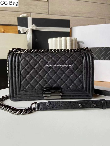 

cc bag 9a luxury designers crossbody boy bag handbag caviar cowhide ladies all black hardward chain clamshell messenger bags underarm boys p, White