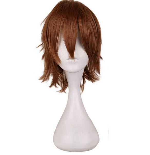 

short cosplay light brown wig men male 30 cm synthetic hair wigs4933420, Black