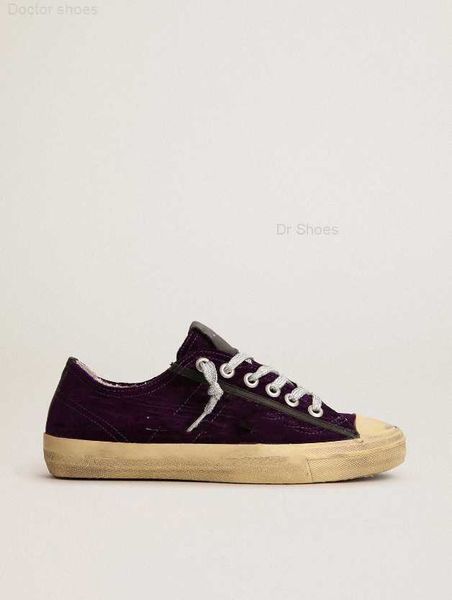 

dirty shoes sneakers designer luxurious italian vintage purple velvet with white leather handmade v-star ltd, Black