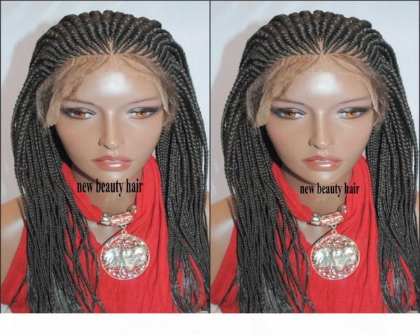 

180density handmade lace frontal cornrow wig africa american women style box braid wig crochet braids lace front wig with baby hai7367420, Black