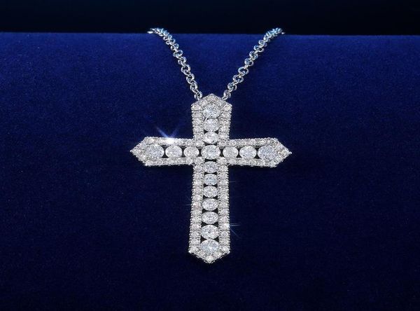 

pendant necklaces luxury trendy silver plated cross for women and men shine white cz stone full paved fashion jewelry party gift2969001