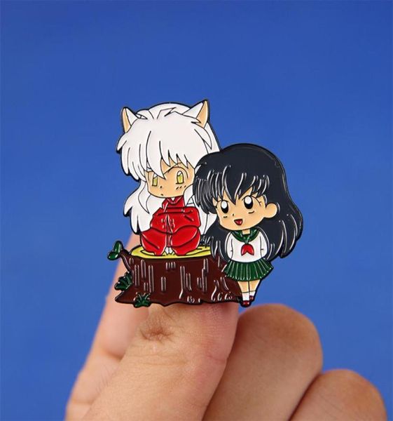 

cute inuyasha and kagome cartoon brooch anime accessories018111513, Blue