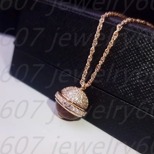 

seller women's designer necklace shiny rotating pendant inlaid ruby necklace fashion front end design party girlfriend gift, Silver