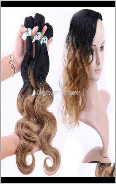 

hair products drop delivery 2021 ladies body wave bulks european trend women ombre double color extensions wavy weave wefts bulk h1047695, Black