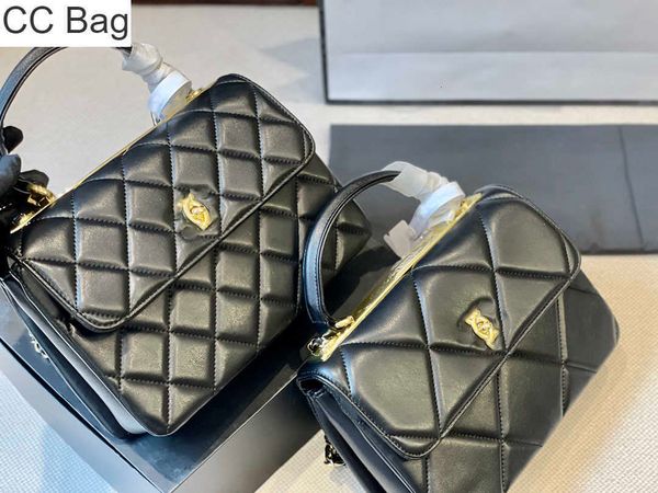 

cc bag 9a trendy flap cc bag 25cm handbag crossbody vintage quilted purse genuine leather handle chain gold metallic designer woman 69xl, White