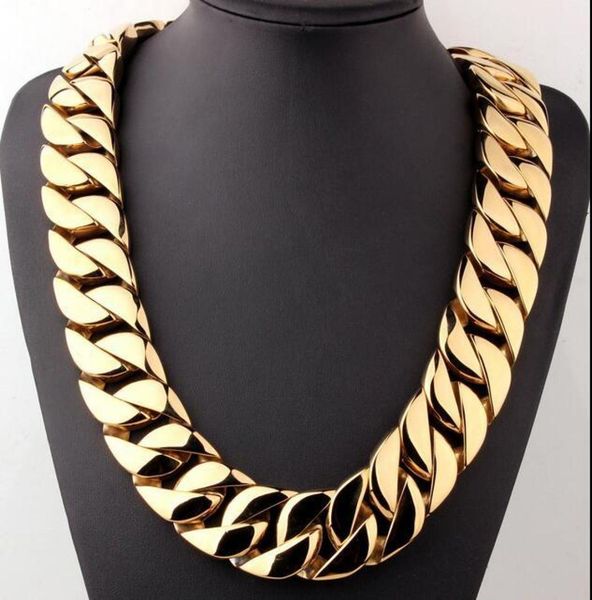 

new men039s cast titanium steel necklace men039s super thick fashion goldplated necklace8019087, Silver
