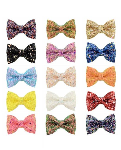 

16 colors 3 inch glitter hair clips for women girls boutique bow barrettes handmade kids hair bow hairpins children hair accessori6752524, Slivery;white