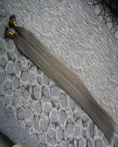 

silver grey straight keratin human fusion hair nail u tip machine made remy pre bonded hair extension 16quot 20quot 24quot 13079489, Black