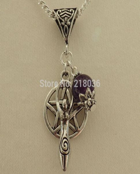 

vintage silver fertility goddesspentagram necklaces amethyst charms bead chain statement necklacespendants jewelry friendship gi9061329