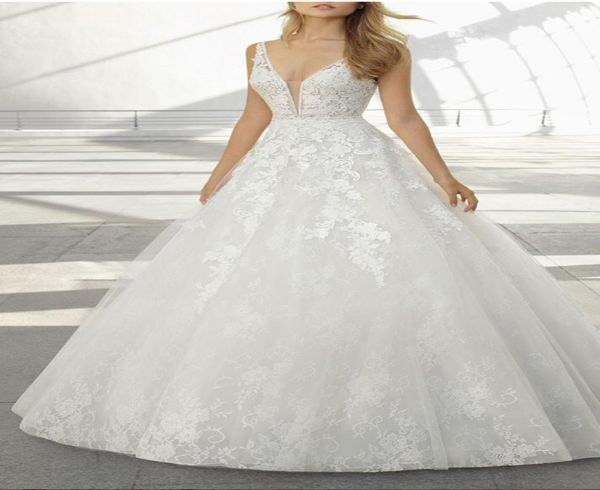 

plus size lace country wedding dresses 2021 new court train beaded vneck lace aline bridal gowns1660714, White