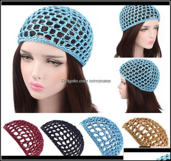 

wig caps hair accessories tools products 2021 womens mesh net crochet cap solid color snood slee night er turban hat casual bean1817188, Black;brown