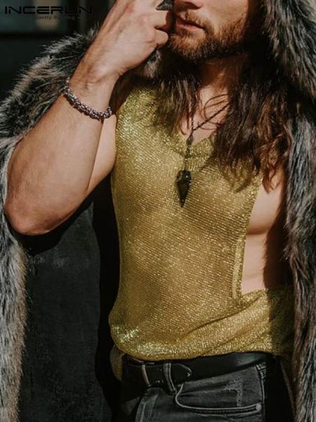 

casual well fitting new men' sleeveless waistcoat breathable mesh party shows vests see through fashion casual tank, White;black