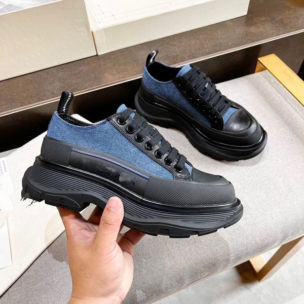 

designer flat sneaker casual shoes denim canvas leatherfashion platform mens womens low sneakers 0605, Black