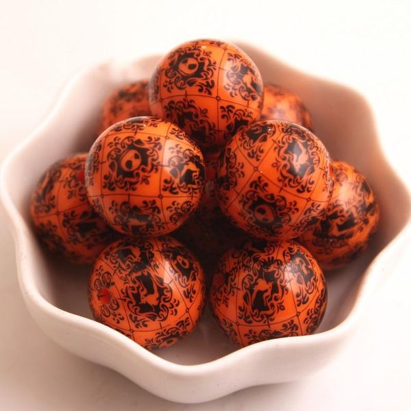 

crystal oykza new fashion 20mm 100pcs acrylic orange color solid print ghosts beads