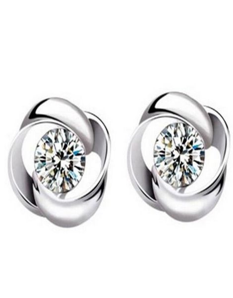

high grade white gold plating austrian crystal stud earrings 925 sterling silver earrings for wedding party 1058850, Golden;silver