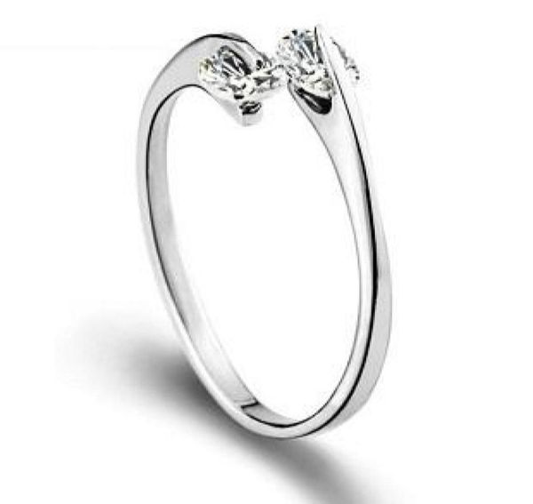 

925 sterling silver ring telesthesia double crystal open design simple wedding rings woman jewelry eh1283110968