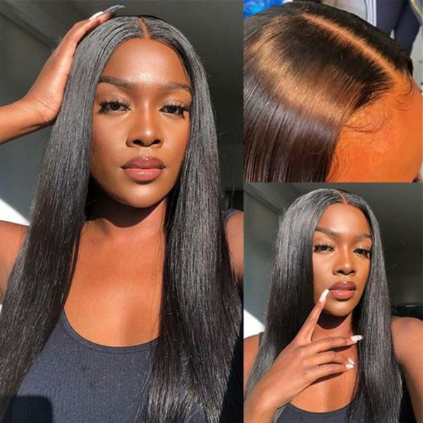 

28 30 40 48 inch 5x5 hd lace front wigs pre plucked straight human hair wigs brazilian 250 density full lace closure frontal wig, Black;brown
