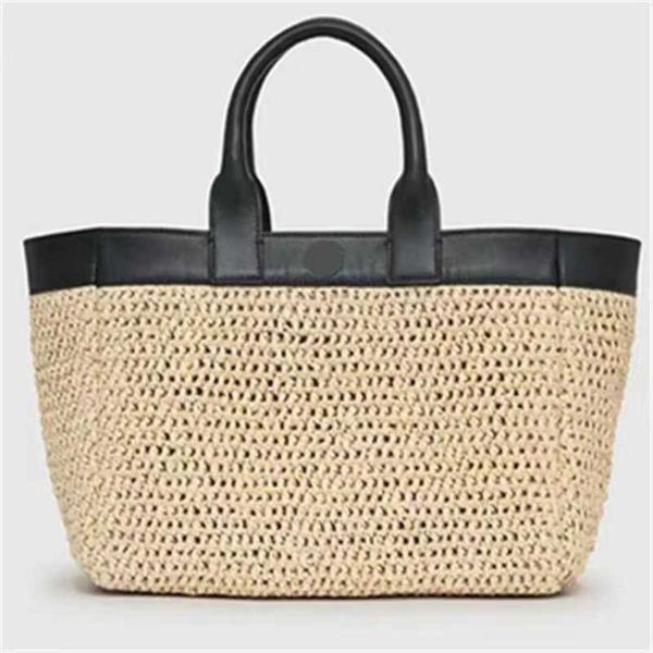 

ab brand letter logo grass woven beach bag black shoulder strap single shoulder large capacity portable tote bag small 230605