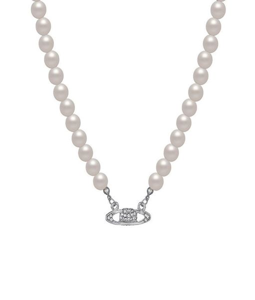 

designer planetary orbit saturn pendant pearl necklace fashion women jewelry collar chain4305595, Silver