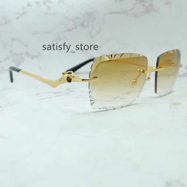 

diamond cut sunglasses vintage panther rimless sun glasses luxury designer carter shades eyewear mens lentes de sol mujer, Black