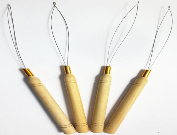 

grade 2 pcs wooden handle threader for feather hair accessory micro ring annular pulling needles tools for hair extensions4434303, Silver
