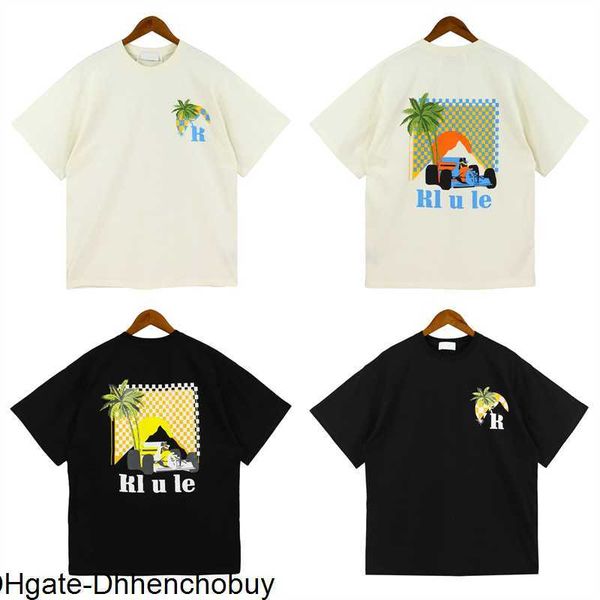 

boys tshirt luxury american design rhude landscape print short sleeve t-shirt street fashion pure cotton casual loose round neck pullover si, White;black