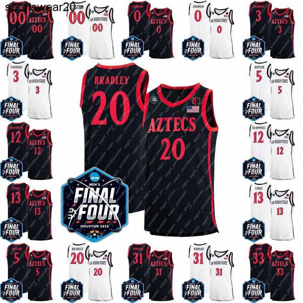

2023 final four san diego state basketball jersey matt bradley darrion trammell lamont butler jaedon ledee micah parrish keshad johnson nath, Black;red