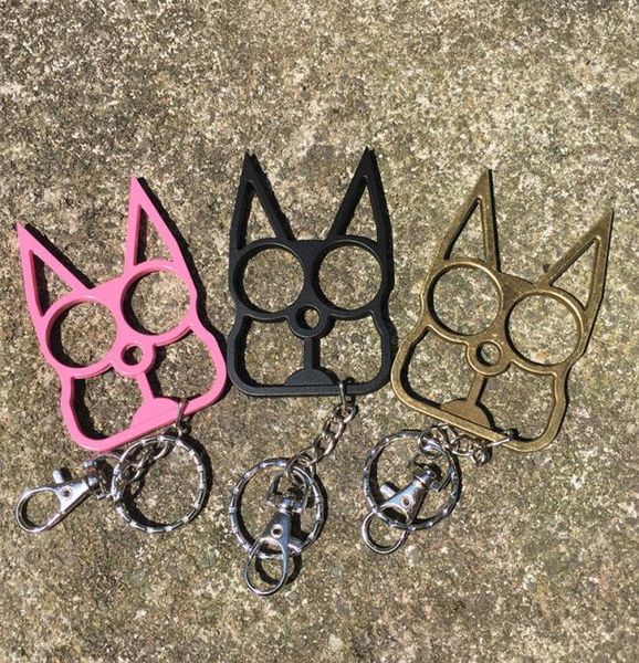 

personalized classic cat shape keychain selfdefense tool key chain cat head twofinger tiger metal gift3 colorps22591076179, Slivery;golden