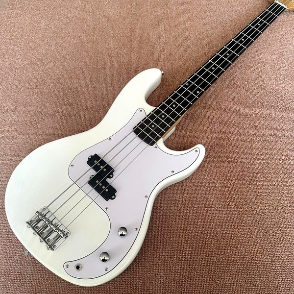 

custom shop, white 4 string electric bass, p bass electric guitar, ing