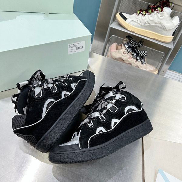 

casual boots shoes trainers women flats platform sneakers designer leather luxury velvet suede womens lace up 0605, Black