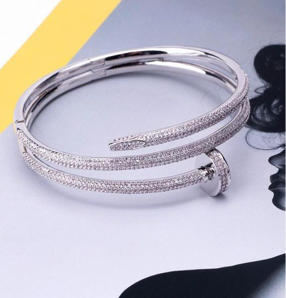 

screw full drill nails gold bracelets women bangles punk for gift luxurious superior quality jewelry three circle bracelet7115607, Golden;silver