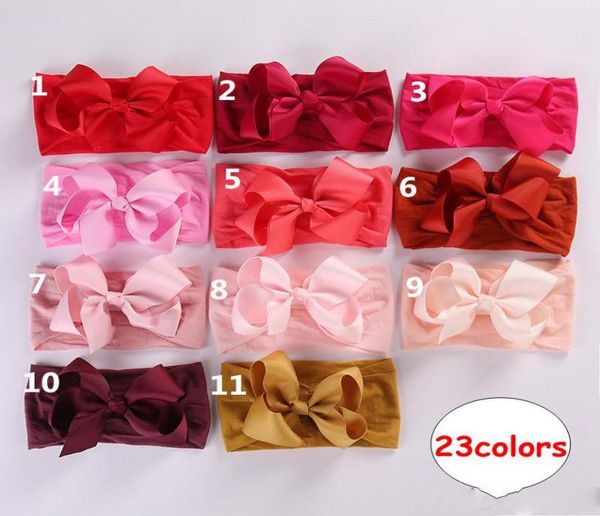 

5inch baby super soft headband children girls solid headwear with silk ribbon bow 23colors for choose2750815, Slivery;white