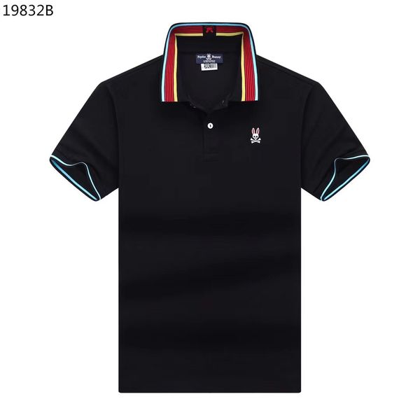 

men and women neuro rabbit fashion designer polo shirt summer men's casual polo fashion careful rabbit stripe embroidery t-shirt high s, White;black