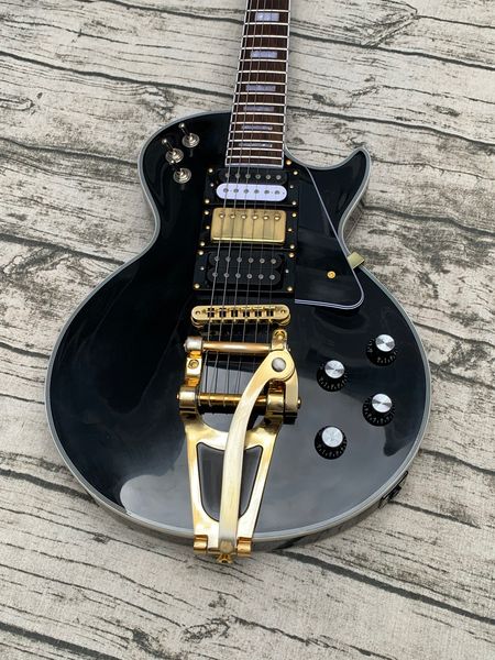

custom shop tpp jimmy page custom black beauty electric guitar bigs tremolo bridge gold hardware three pickups grover tuners, real pearl inl