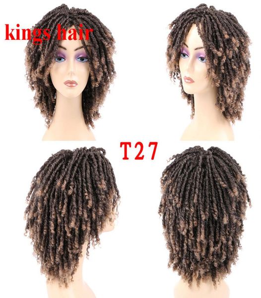 

6 inch dreadlock curly wig short natural black 1b 30 ombre brown for black white women and men afro curly synthetic wig7123566