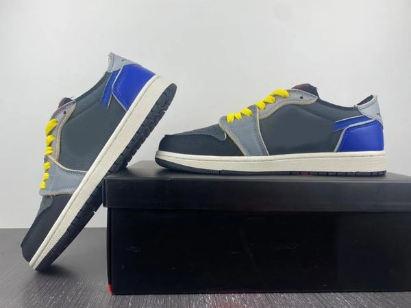 

authentic shoes jumpman 1 low mens womens designer basketball grey blue yellow shoelaces outdoor sneakers dv0982-006 trainers ship with shoe