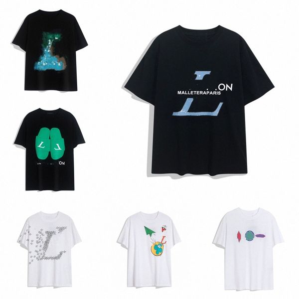 

stylish men's t-shirt 2023 trim cotton soft anti-crepe letter print casual couple short sleeve viutity 020-09 t44i#, White;black