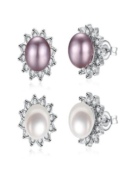 

2016 new design real 18k platinum plated cz diamond pearl stud earrings fashion jewelry beautiful wedding gift 9668235, Golden;silver