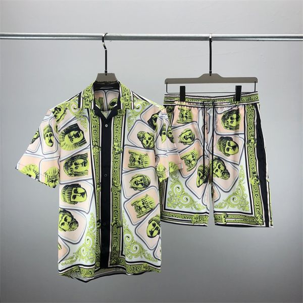 

2 summer fashion mens tracksuits hawaii beach pants set designer shirts printing leisure shirt man slim fit the board of directors short sle, Gray