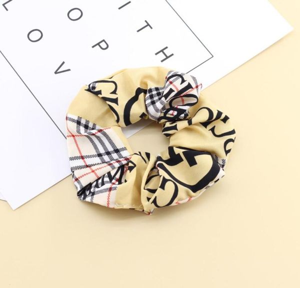 

3 colors designer brand fashion luxury hair rings logo letters printed rubber bands large intestine ring head rope women fabric he7187846, Black;brown