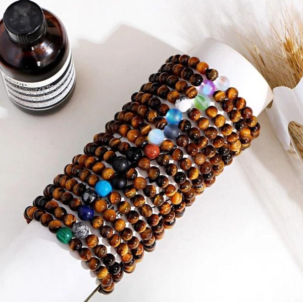 

fashion men jewelry natural moonstone bracelet black tiger eye bead bracelet femme pulseras1686759