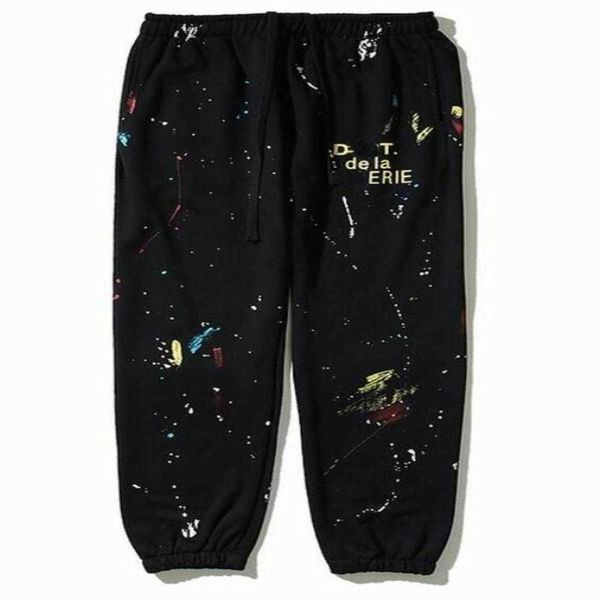 

men's pants designer sweatpants mens joggers speckled letter print womens couple loose trousers size 30, Black
