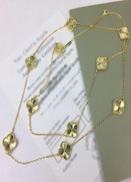 

new exquisite clover carved 18k gold sweater necklace for womans fashion brand designr jewelry for womans7275944, Silver