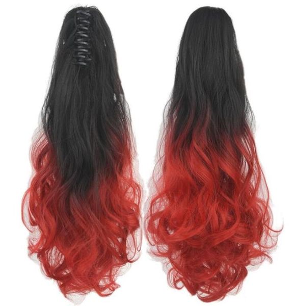 

023 synthetic ponytail long straight hair 16quot22quot clip ponytail hair extension blonde brown ombre hair tail with drawstr8211543, Black