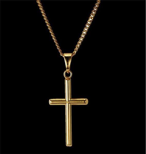 

mens stainless steel cross pendant necklace gold sweater chain necklace new fashion hip hop necklaces jewelry 7566587, Silver
