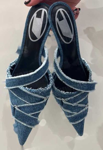 

denim heels slingback womens sandals pumps d kittie canvas d beach summer luxury designer high heel party wedding leather, Black